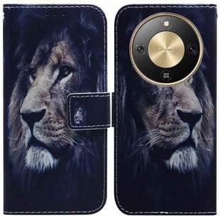 For Honor X70 5G Coloured Drawing Flip Leather Phone Case(Lion)