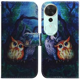 For Honor Play 70 Plus Coloured Drawing Flip Leather Phone Case(Oil Painting Owl)