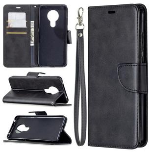 For Nokia 5.3 Retro Lambskin Texture Pure Color Horizontal Flip PU Leather Case with Holder & Card Slots & Wallet & Lanyard(Black)