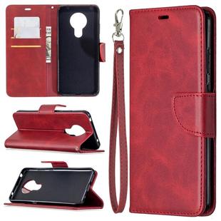 For Nokia 5.3 Retro Lambskin Texture Pure Color Horizontal Flip PU Leather Case with Holder & Card Slots & Wallet & Lanyard(Red)