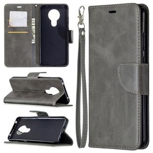 For Nokia 5.3 Retro Lambskin Texture Pure Color Horizontal Flip PU Leather Case with Holder & Card Slots & Wallet & Lanyard(Grey)
