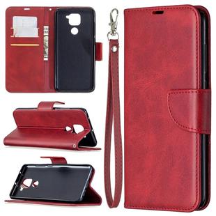 For Xiaomi Redmi Note 9 Retro Lambskin Texture Pure Color Horizontal Flip PU Leather Case with Holder & Card Slots & Wallet & Lanyard(Red)