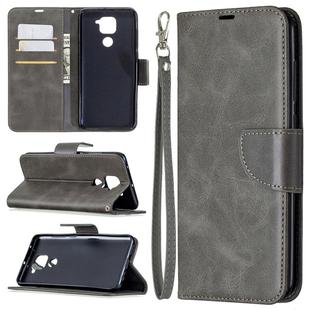 For Xiaomi Redmi Note 9 Retro Lambskin Texture Pure Color Horizontal Flip PU Leather Case with Holder & Card Slots & Wallet & Lanyard(Grey)