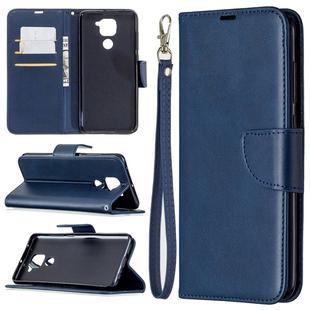 For Xiaomi Redmi Note 9 Retro Lambskin Texture Pure Color Horizontal Flip PU Leather Case with Holder & Card Slots & Wallet & Lanyard(Blue)