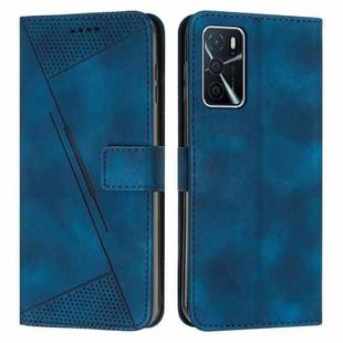 For OPPO A16 / A16s Dream Triangle Leather Phone Case with Lanyard(Blue)