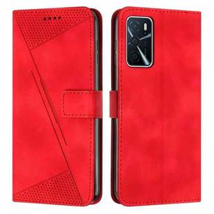 For OPPO A16 / A16s Dream Triangle Leather Phone Case with Lanyard(Red)