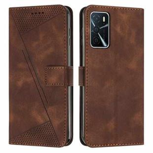 For OPPO A16 / A16s Dream Triangle Leather Phone Case with Lanyard(Brown)