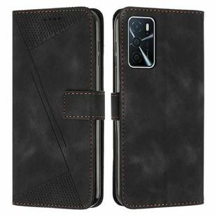 For OPPO A16 / A16s Dream Triangle Leather Phone Case with Lanyard(Black)