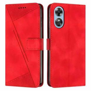 For OPPO A17 / A17k Dream Triangle Leather Phone Case with Lanyard(Red)