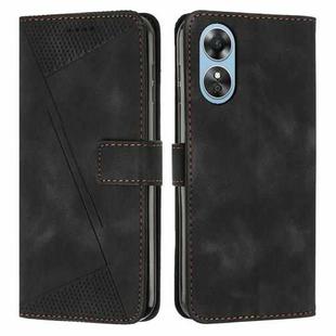 For OPPO A17 / A17k Dream Triangle Leather Phone Case with Lanyard(Black)