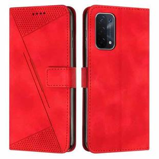 For OPPO A54 / A74 / A93 Dream Triangle Leather Phone Case with Lanyard(Red)