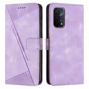 For OPPO A54 / A74 / A93 Dream Triangle Leather Phone Case with Lanyard(Purple)