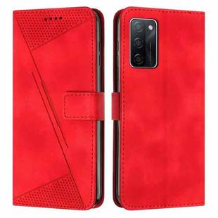 For OPPO A55s JP Version Dream Triangle Leather Phone Case with Lanyard(Red)