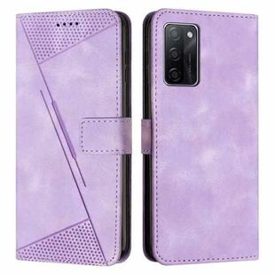 For OPPO A55s JP Version Dream Triangle Leather Phone Case with Lanyard(Purple)