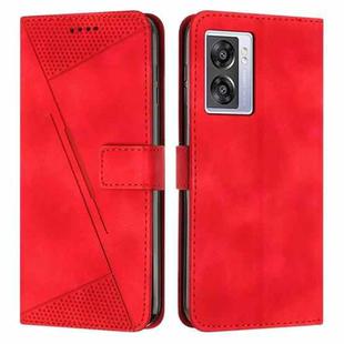 For OPPO A57 5G 2022 Dream Triangle Leather Phone Case with Lanyard(Red)