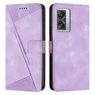 For OPPO A57 5G 2022 Dream Triangle Leather Phone Case with Lanyard(Purple)