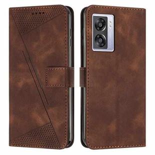 For OPPO A57 5G 2022 Dream Triangle Leather Phone Case with Lanyard(Brown)