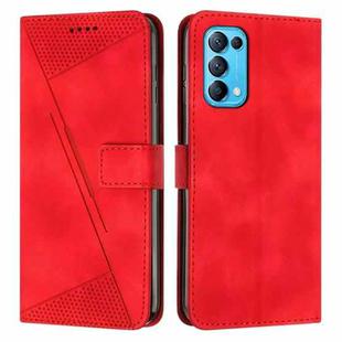For OPPO Reno5 / Find X3 Lite Dream Triangle Leather Phone Case with Lanyard(Red)