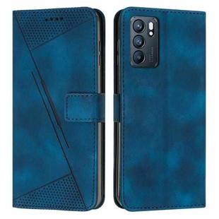 For OPPO Reno6 5G Dream Triangle Leather Phone Case with Lanyard(Blue)