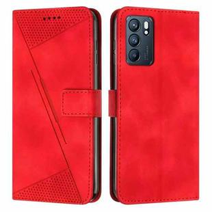 For OPPO Reno6 5G Dream Triangle Leather Phone Case with Lanyard(Red)