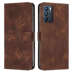 For OPPO Reno6 5G Dream Triangle Leather Phone Case with Lanyard(Brown)