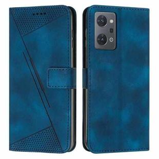 For OPPO Reno7 A JP Version Dream Triangle Leather Phone Case with Lanyard(Blue)