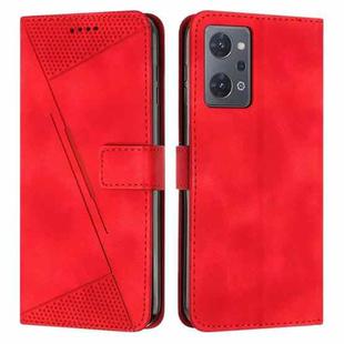 For OPPO Reno7 A JP Version Dream Triangle Leather Phone Case with Lanyard(Red)