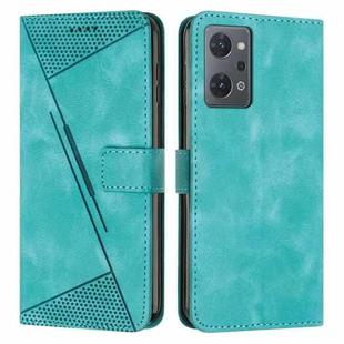 For OPPO Reno7 A JP Version Dream Triangle Leather Phone Case with Lanyard(Green)