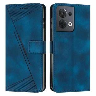 For OPPO Reno8 5G Dream Triangle Leather Phone Case with Lanyard(Blue)