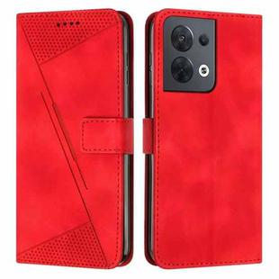 For OPPO Reno8 5G Dream Triangle Leather Phone Case with Lanyard(Red)