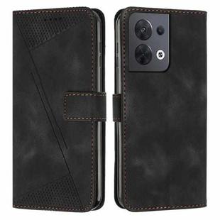 For OPPO Reno8 5G Dream Triangle Leather Phone Case with Lanyard(Black)