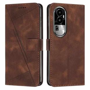 For OPPO Reno10 Pro+ Dream Triangle Leather Phone Case with Lanyard(Brown)