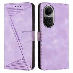 For OPPO Reno10 5G / Reno10 Pro 5G Global Dream Triangle Leather Phone Case with Lanyard(Purple)