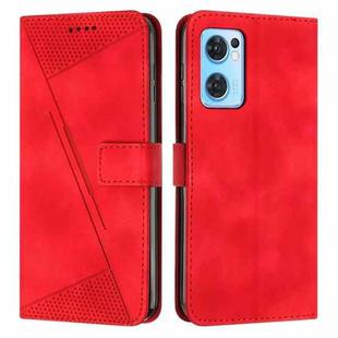 For OPPO Reno7 5G Dream Triangle Leather Phone Case with Lanyard(Red)