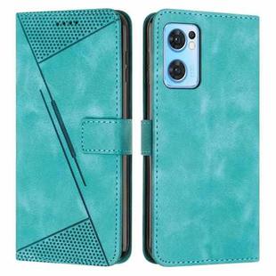 For OPPO Reno7 5G Dream Triangle Leather Phone Case with Lanyard(Green)