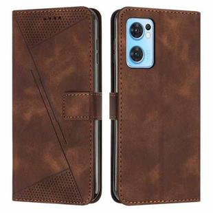 For OPPO Reno7 5G Dream Triangle Leather Phone Case with Lanyard(Brown)