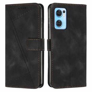For OPPO Reno7 5G Dream Triangle Leather Phone Case with Lanyard(Black)