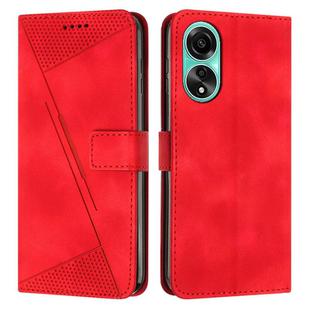 For OPPO A58 4G Dream Triangle Leather Phone Case with Lanyard(Red)