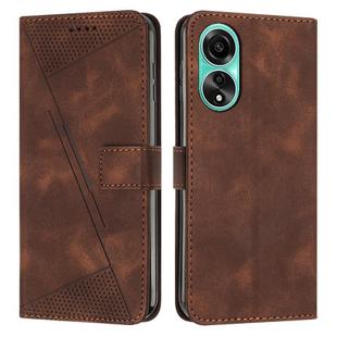 For OPPO A58 4G Dream Triangle Leather Phone Case with Lanyard(Brown)