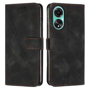 For OPPO A58 4G Dream Triangle Leather Phone Case with Lanyard(Black)
