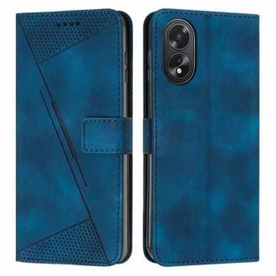 For OPPO A38 Dream Triangle Leather Phone Case with Lanyard(Blue)