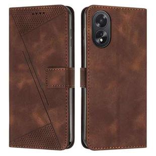For OPPO A38 Dream Triangle Leather Phone Case with Lanyard(Brown)