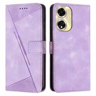 For OPPO A59 5G Dream Triangle Leather Phone Case with Lanyard(Purple)