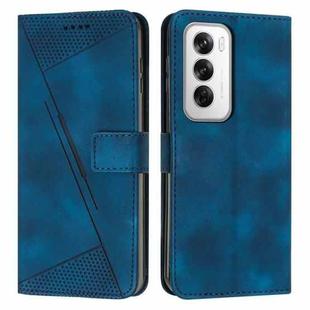 For OPPO Reno12 5G Global Dream Triangle Leather Phone Case with Lanyard(Blue)