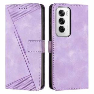 For OPPO Reno12 5G Global Dream Triangle Leather Phone Case with Lanyard(Purple)