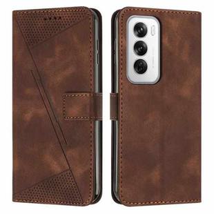 For OPPO Reno12 5G Global Dream Triangle Leather Phone Case with Lanyard(Brown)