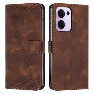For OPPO Reno13 F 5G / 4G Dream Triangle Leather Phone Case with Lanyard(Brown)