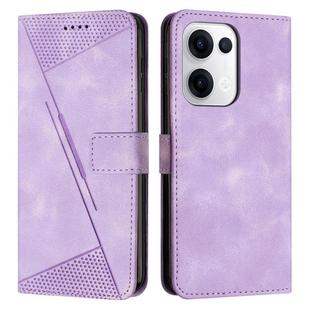 For OPPO Reno13 5G Global Dream Triangle Leather Phone Case with Lanyard(Purple)