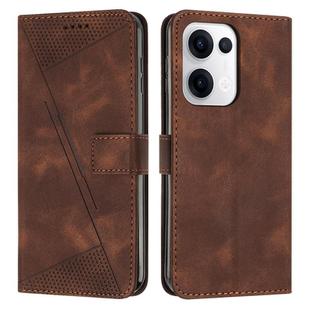 For OPPO Reno13 5G Global Dream Triangle Leather Phone Case with Lanyard(Brown)