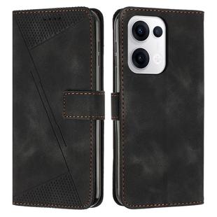 For OPPO Reno13 5G Global Dream Triangle Leather Phone Case with Lanyard(Black)